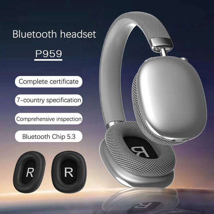 P959 Over-Ear Headphone Wireless Bluetooth-compatible Gaming Headset Earphone for iPhone - Silver - 5