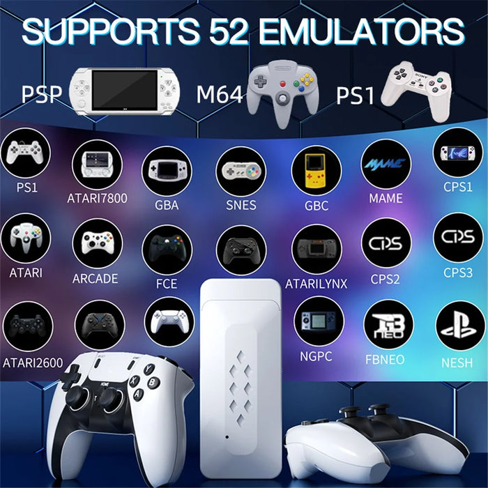 m22 Game Stick 4K, Dual 2.4G Wireless Game Controllers with 128G 30000+ Games for TV - 3