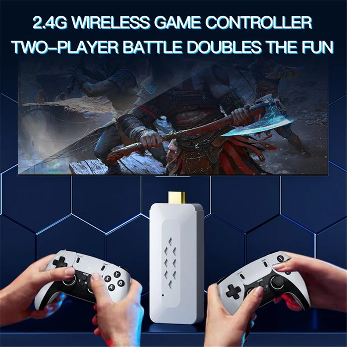 m22 Game Stick 4K, Dual 2.4G Wireless Game Controllers with 128G 30000+ Games for TV - 4