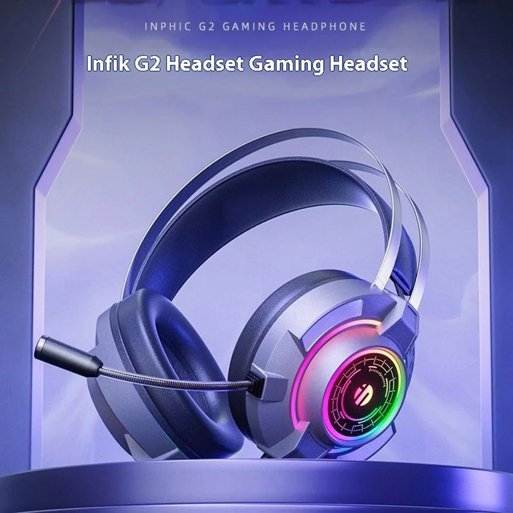 INPHIC G2 USB Wired Headphone Gaming Headset with Microphone RGB Backlight for PC Computer - 2