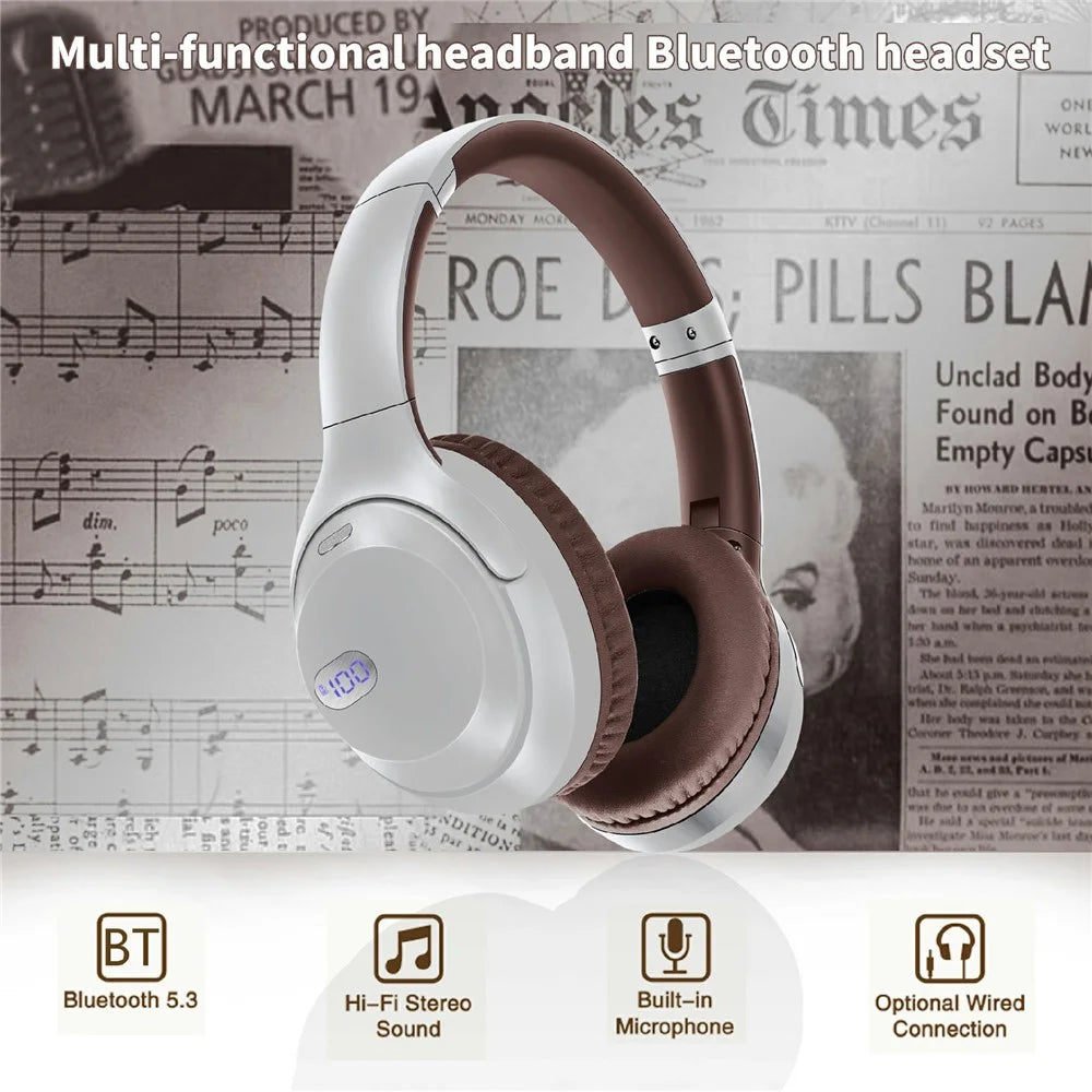 AKZ-15 Bluetooth-compatible 5.3 Over-Ear Headphones HiFi Stereo Foldable Headset with Battery Display - Black - 2