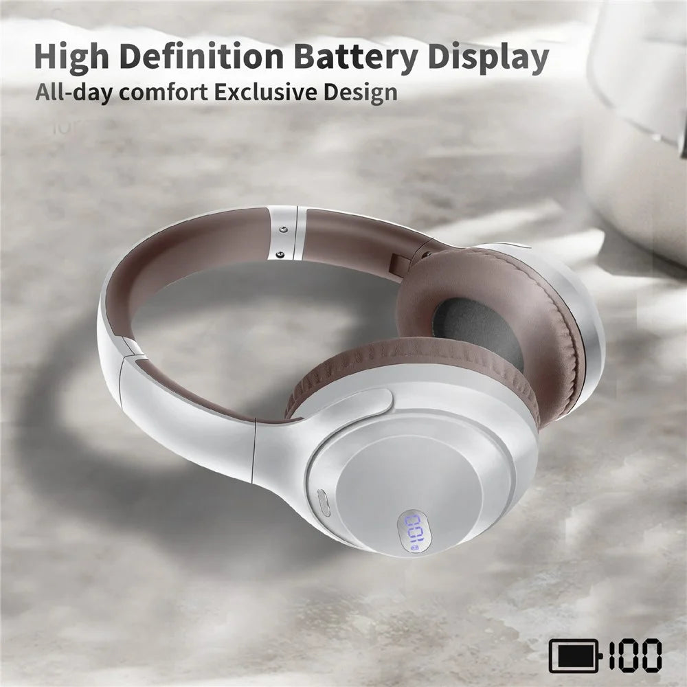 AKZ-15 Bluetooth-compatible 5.3 Over-Ear Headphones HiFi Stereo Foldable Headset with Battery Display - Black - 6