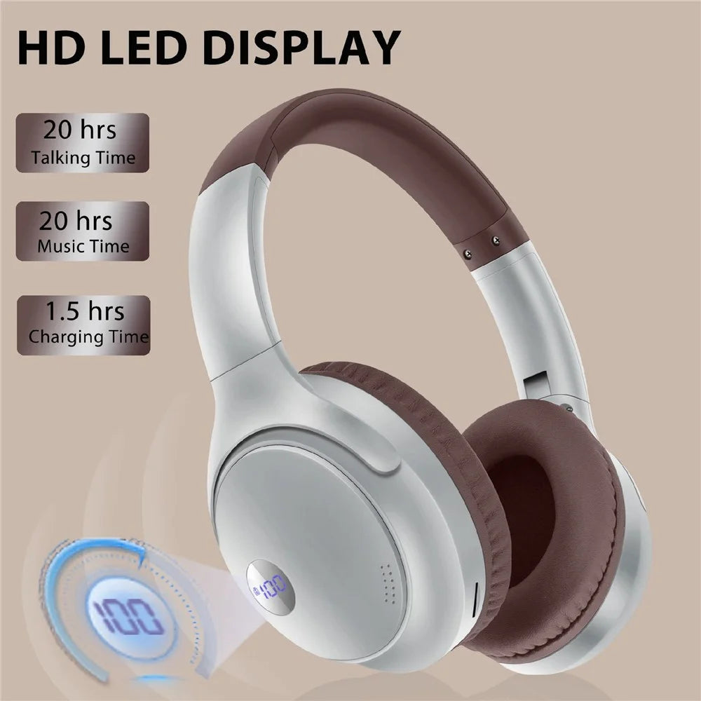 AKZ-16B Over-Ear Bluetooth-compatible Headphone Digital Display Foldable Stereo Music Headset - Black - 2