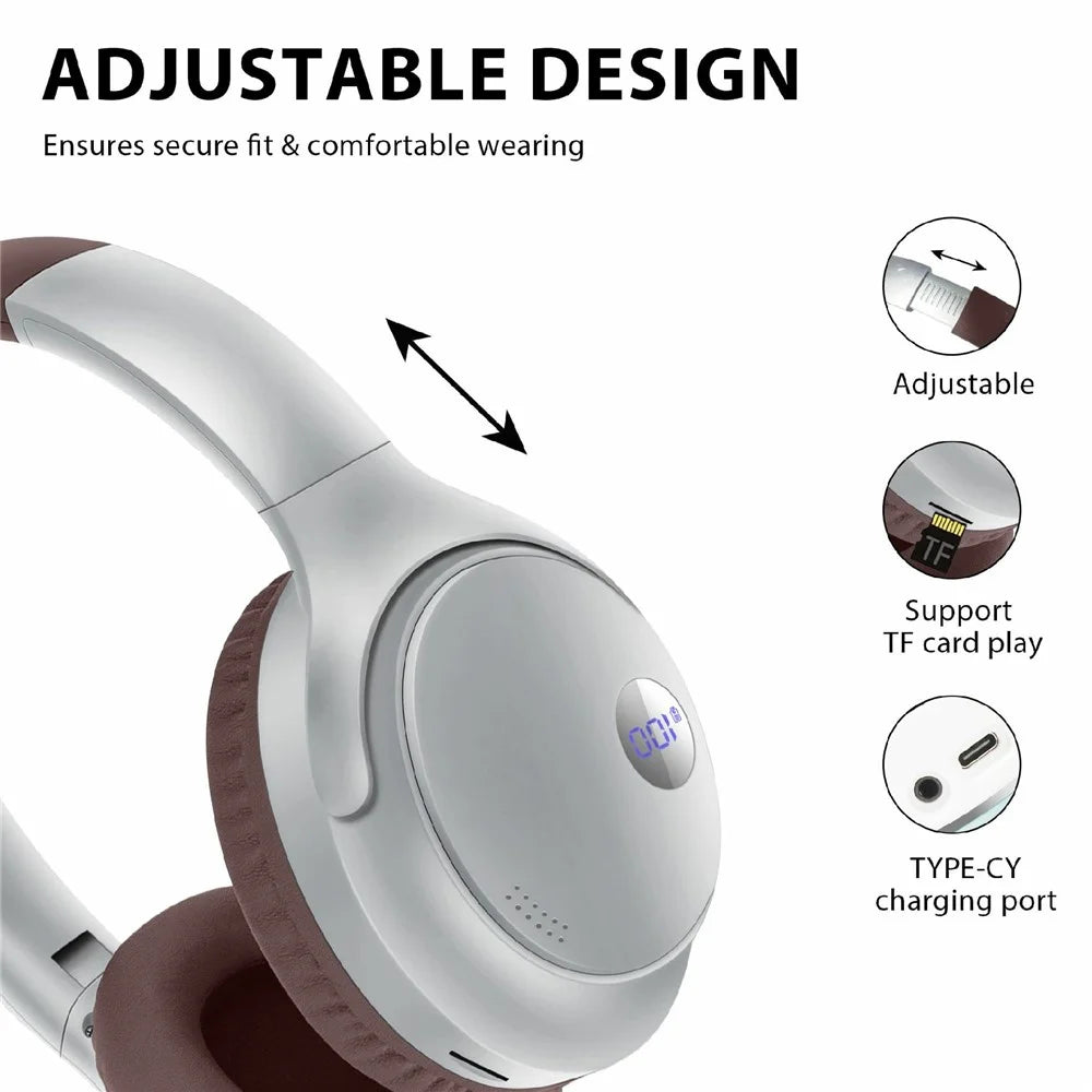 AKZ-16B Over-Ear Bluetooth-compatible Headphone Digital Display Foldable Stereo Music Headset - Black - 3