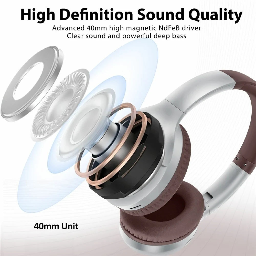 AKZ-16B Over-Ear Bluetooth-compatible Headphone Digital Display Foldable Stereo Music Headset - Black - 7