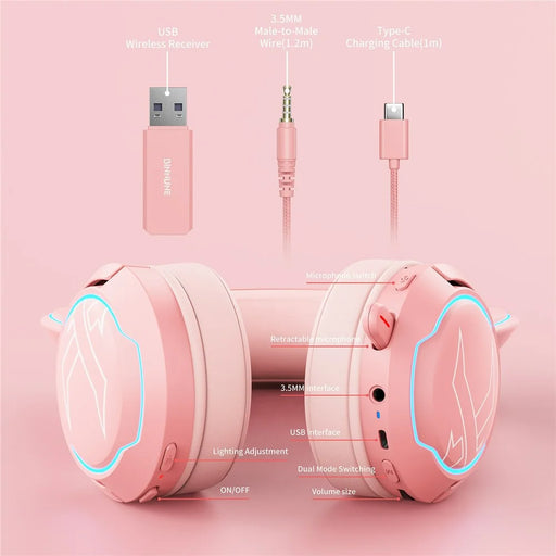 BINNUNE BW05 2.4G + Bluetooth-compatible Cat Ears Gaming Headset RGB Light Headphones with 3.5mm Jack - 2