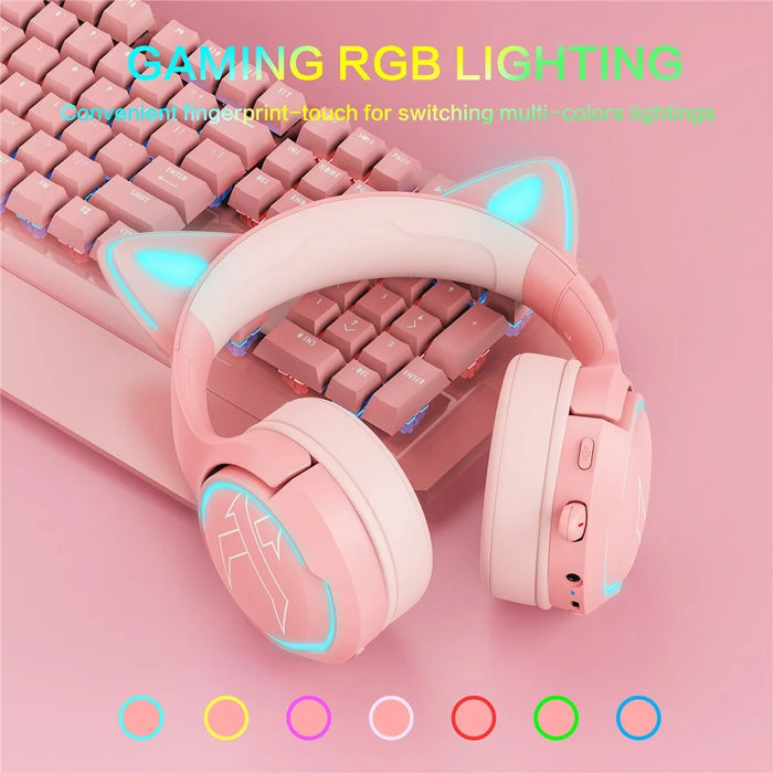 BINNUNE BW05 2.4G + Bluetooth-compatible Cat Ears Gaming Headset RGB Light Headphones with 3.5mm Jack - 7
