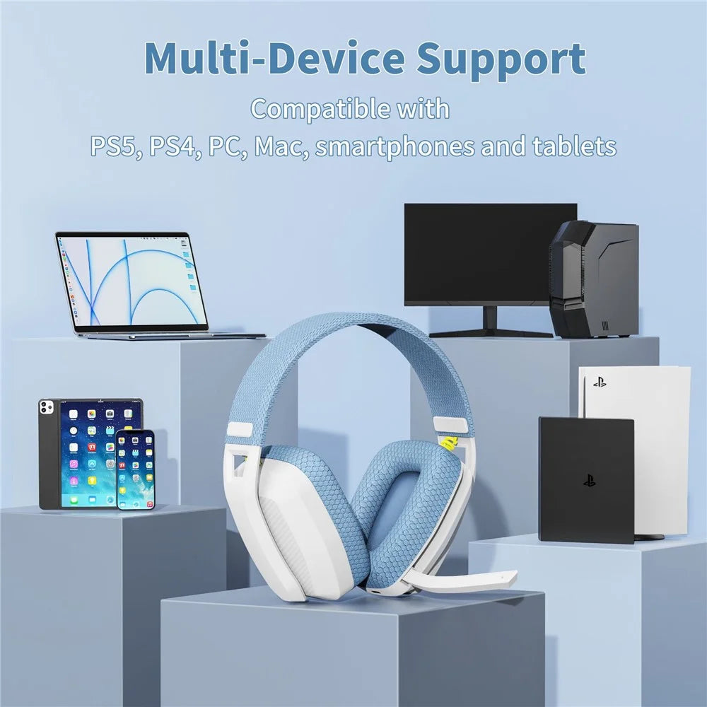 BINNUNE BW06 Bluetooth-compatible 5.3 + 2.4G Dual Mode Wireless Gaming Headset with Foldable Mic - Blue - 4