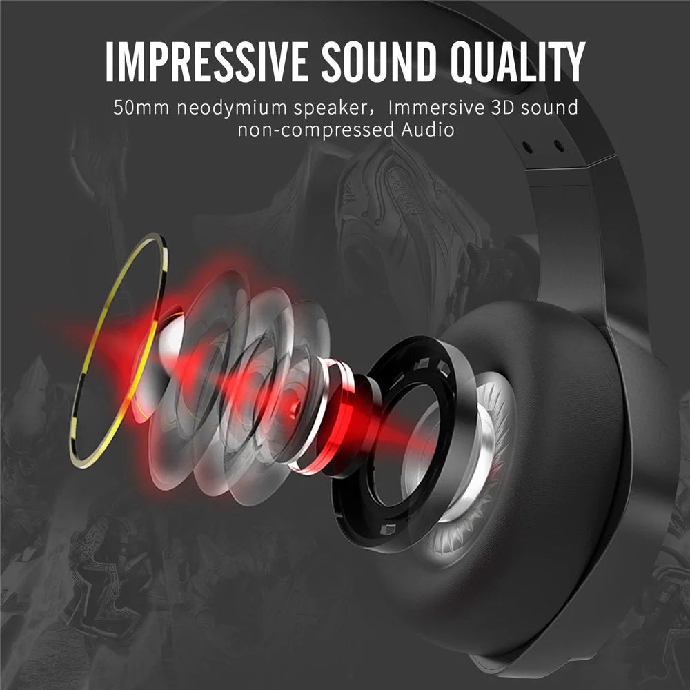 BINNUNE BW01 2.4G / Bluetooth-compatible / Wired Stereo Headphone Over-Ear Gaming Music Headset - Black+Red - 4