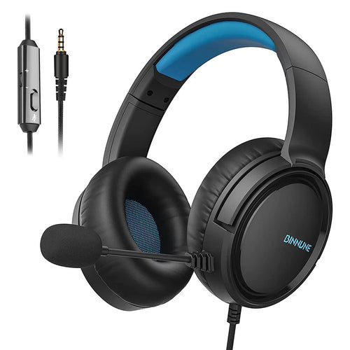 BINNUNE BG02 Gaming Headset 3.5mm Wired Headphones with Microphone For PC  /  Laptop  /  Desktop - Black  /  Blue - 1
