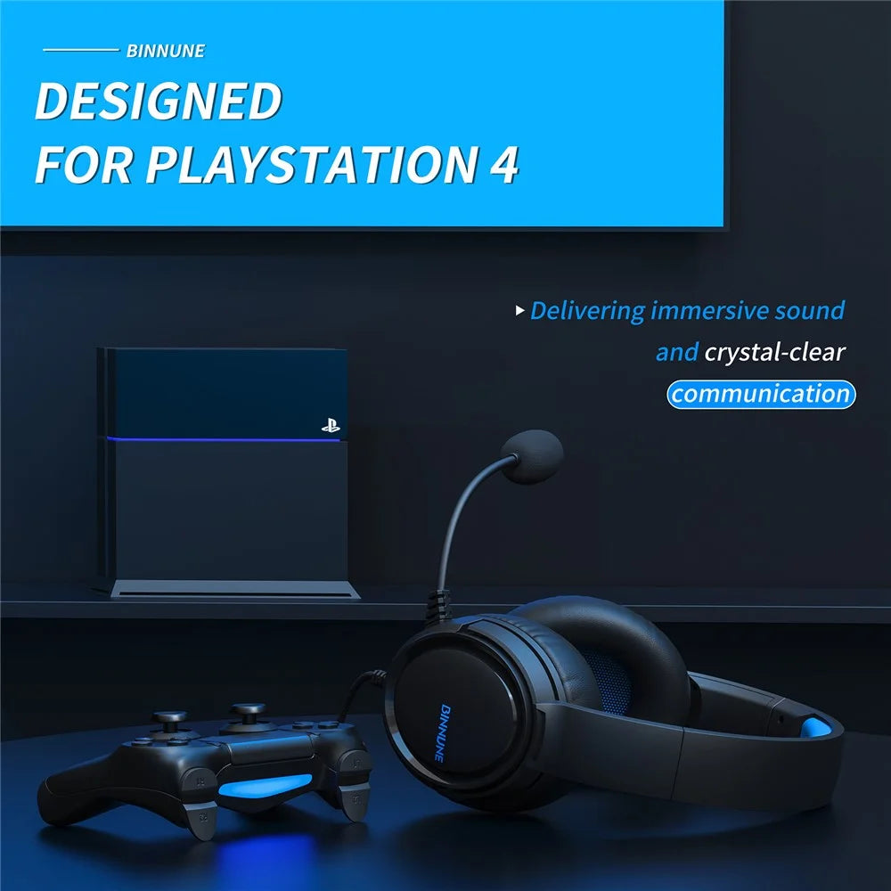 BINNUNE BG02 Gaming Headset 3.5mm Wired Headphones with Microphone For PC  /  Laptop  /  Desktop - Black  /  Blue - 2