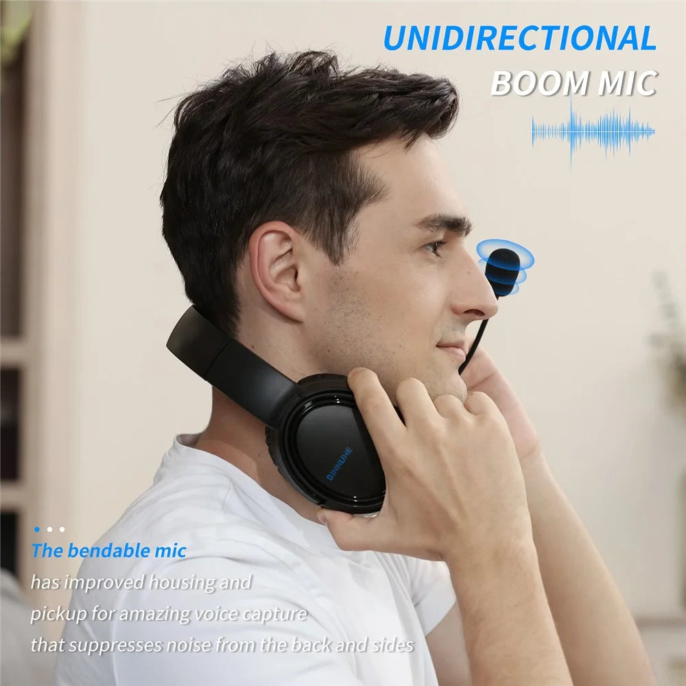 BINNUNE BG02 Gaming Headset 3.5mm Wired Headphones with Microphone For PC  /  Laptop  /  Desktop - Black  /  Blue - 3
