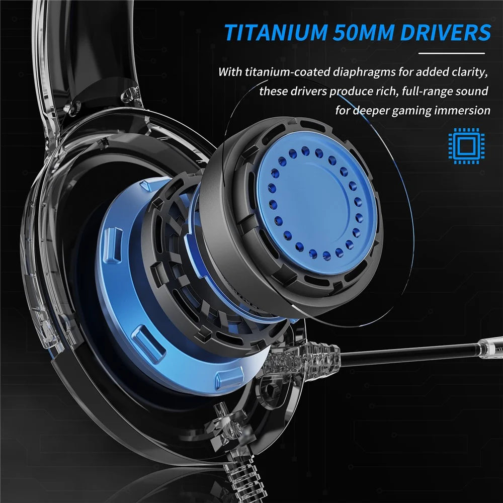 BINNUNE BG02 Gaming Headset 3.5mm Wired Headphones with Microphone For PC  /  Laptop  /  Desktop - Black  /  Blue - 4