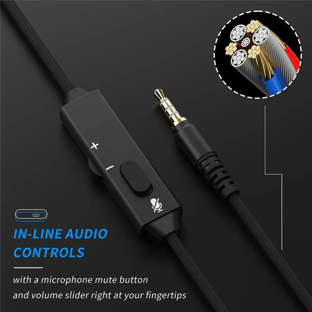 BINNUNE BG02 Gaming Headset 3.5mm Wired Headphones with Microphone For PC  /  Laptop  /  Desktop - Black  /  Blue - 5