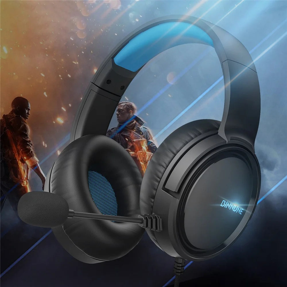 BINNUNE BG02 Gaming Headset 3.5mm Wired Headphones with Microphone For PC  /  Laptop  /  Desktop - Black  /  Blue - 7