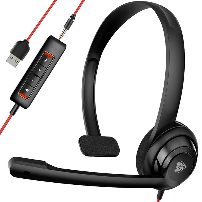 NUBWO HW02 Single Ear USB+3.5mm Wired Headphone Lightweight Office Calls Headset - 1