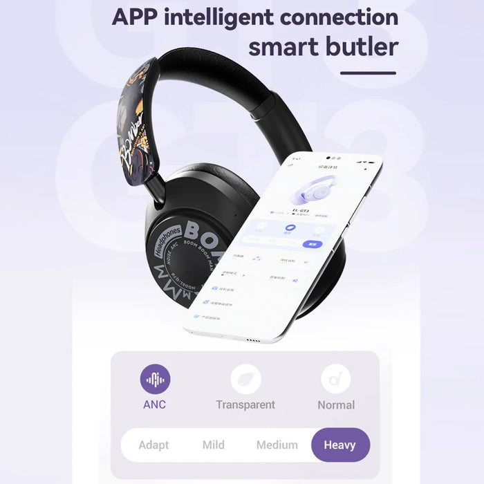 EL-GT3 Bluetooth-compatible Headphones ANC Noise Cancelling Over Ear Wireless Headset with 2.4G Receiver - Purple - 4