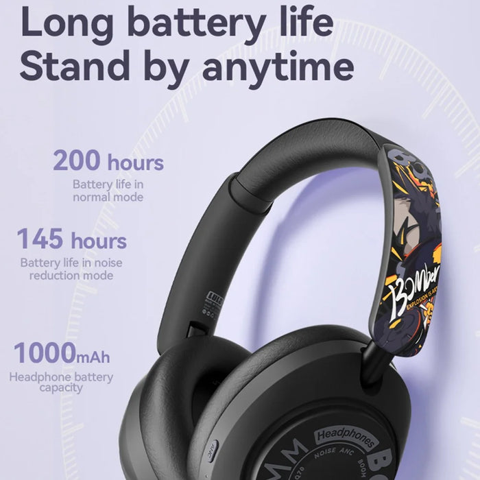 EL-GT3 Bluetooth-compatible Headphones ANC Noise Cancelling Over Ear Wireless Headset with 2.4G Receiver - Purple - 7