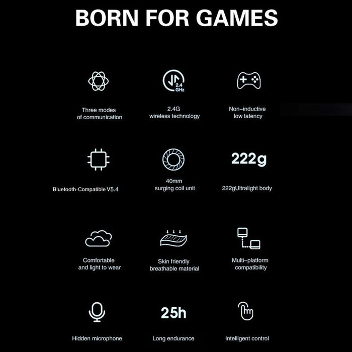2.4G Wireless Gaming Headset With Metal Style Headband LED Light Bluetooth-compatible Microphone Headphones - 2