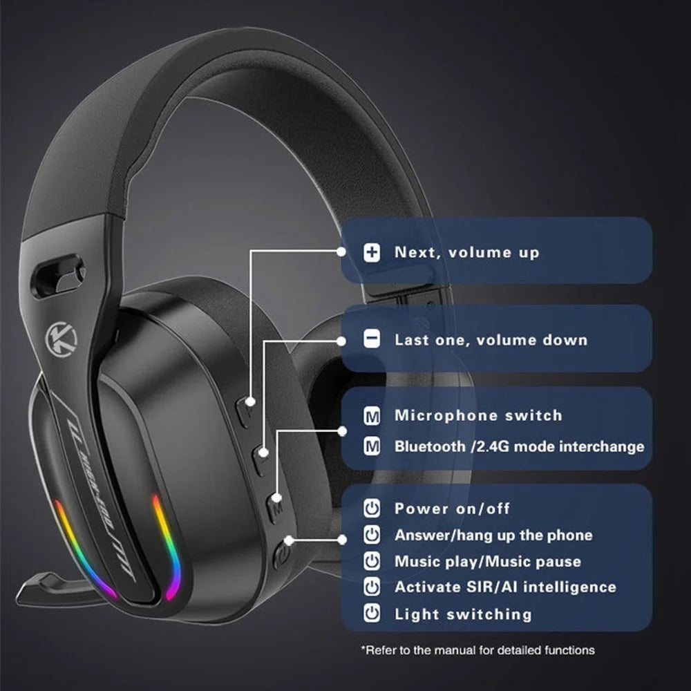 B500 Bluetooth-compatible Headphones Noise Cancelling Low Latency Stereo Gaming Headset - Black - 2
