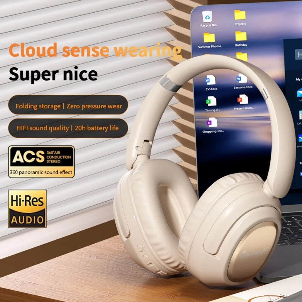 BH900 Gaming Wireless Bluetooth-compatible Headphones Hi-Fi Stereo In-Ear Noise Cancelling 40MM Driver Headset - Khaki - 6