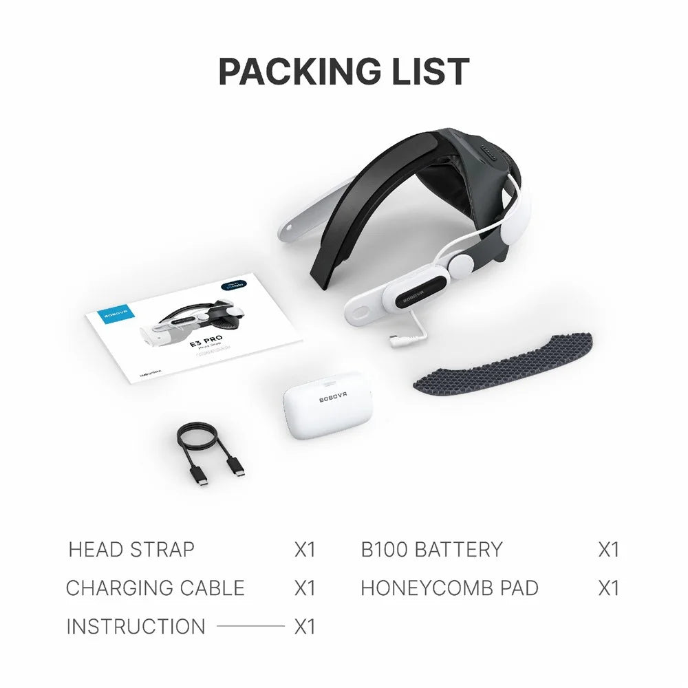 BOBOVR E3 Pro For Meta Quest 3 / 3S Head Strap with 10000mAh Battery VR Headset Headband - 6