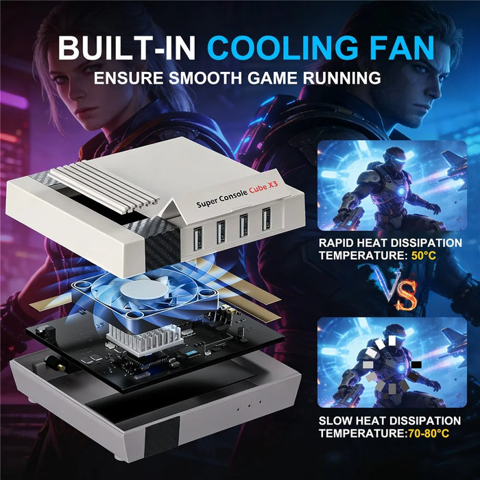 Super Console Cube X3 256GB Retro Game Console Built-in 100000+ Games EmuELEC / Android 9.0 / CoreELEC 3-System Game Box with 4K Output - 6