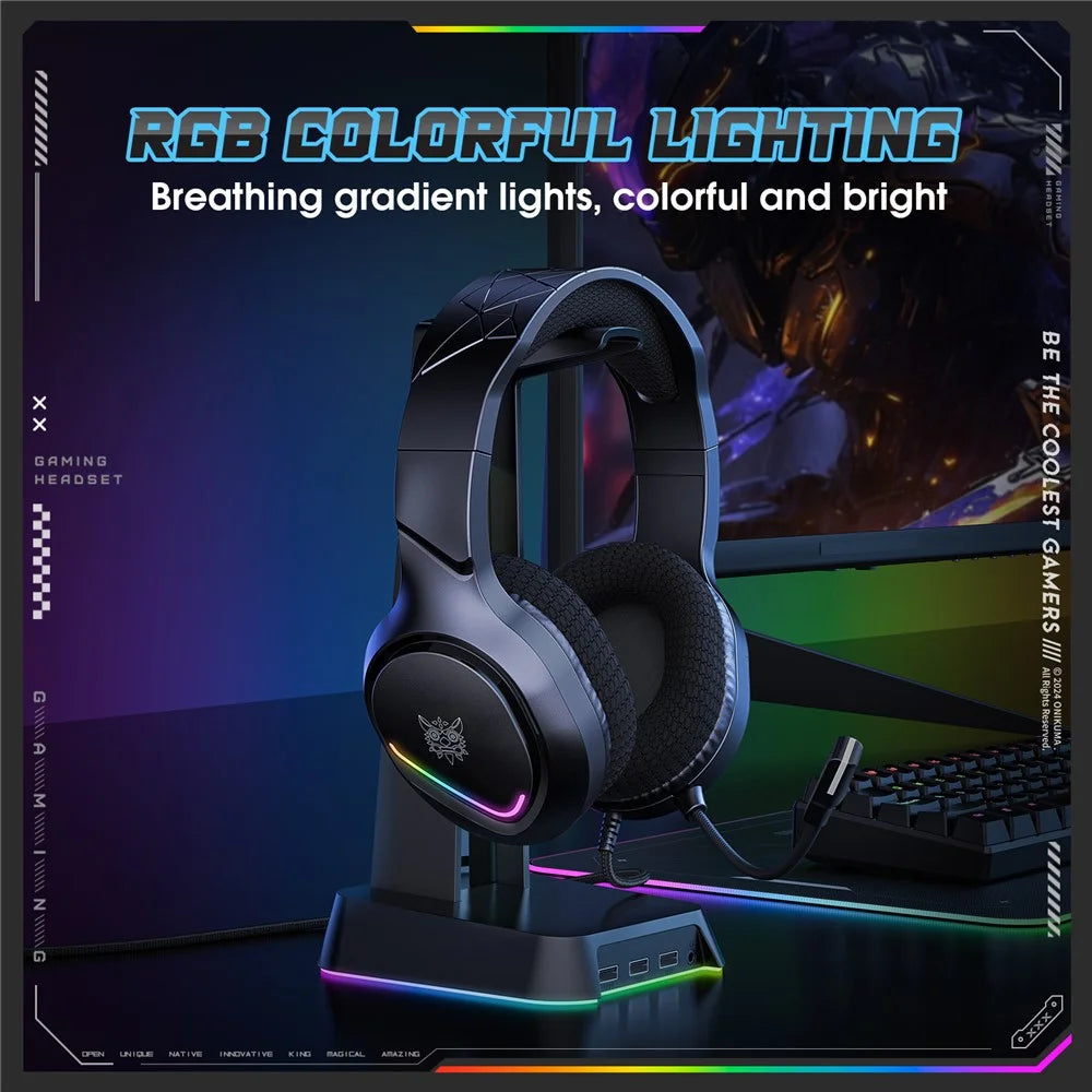 ONIKUMA X31 PC Gaming Headset LED Lighting Wired Over Ear Headphones with Microphone - 3