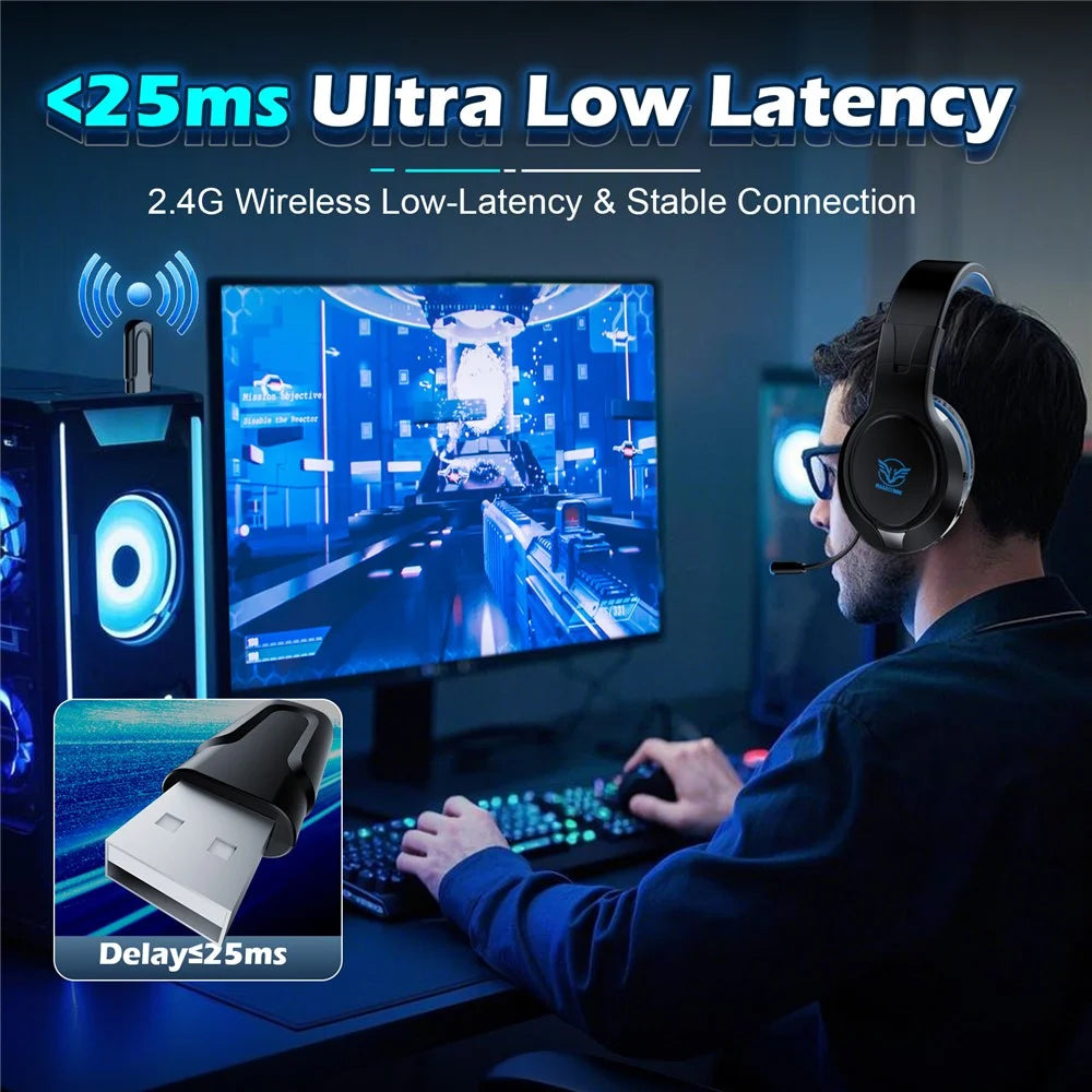 MASACEGON H10 Wireless Headset Bluetooth-Compatible 2.4G Gaming Headphones with Mic for PC / PS4 / Xbox / Nintendo Switch - 3