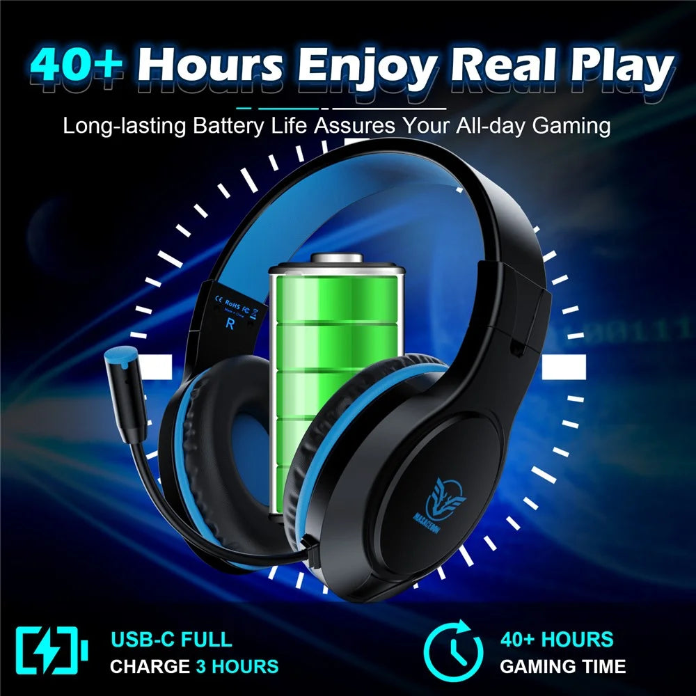 MASACEGON H10 Wireless Headset Bluetooth-Compatible 2.4G Gaming Headphones with Mic for PC / PS4 / Xbox / Nintendo Switch - 4