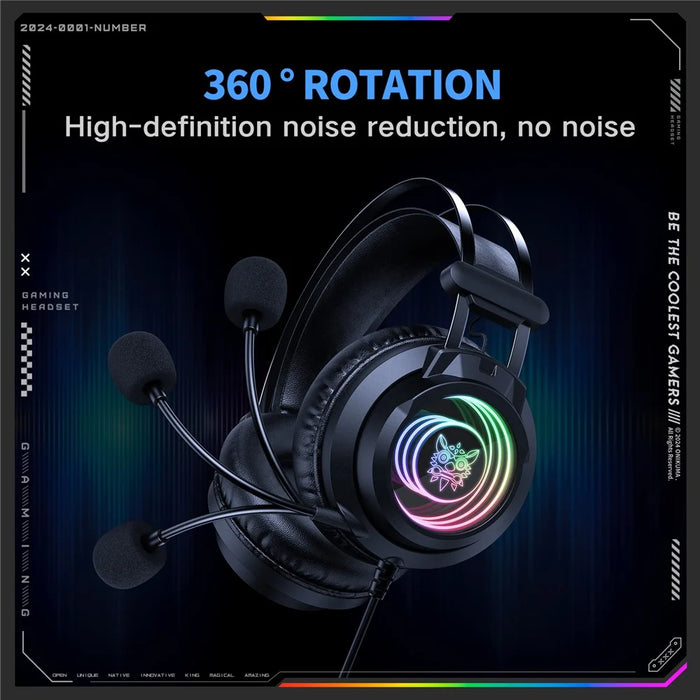 ONIKUMA X80 Gaming Over-Ear Headset 7.1 Surround Sound 50mm Drivers USB Wired Headphone for PC - 5