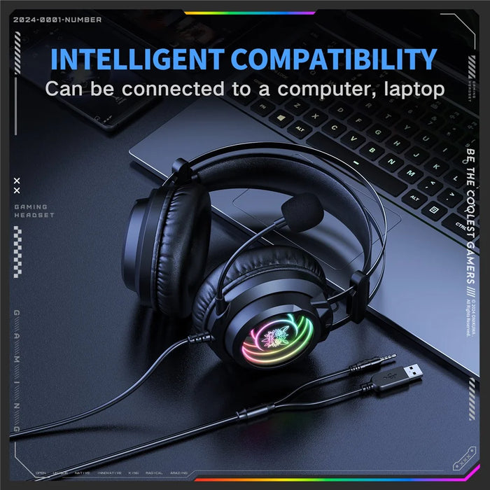 ONIKUMA X80 Gaming Over-Ear Headset 7.1 Surround Sound 50mm Drivers USB Wired Headphone for PC - 6