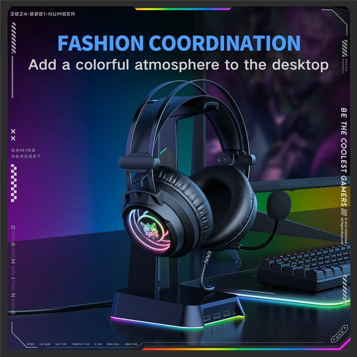 ONIKUMA X80 Gaming Over-Ear Headset 7.1 Surround Sound 50mm Drivers USB Wired Headphone for PC - 7
