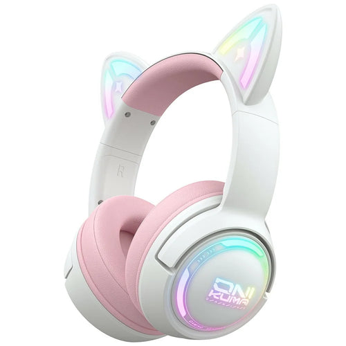 ONIKUMA GT838 Cat Ear Gaming Headset Triple Mode RGB Light Wireless Over-Ear Headphone with Mic - Pink - 1