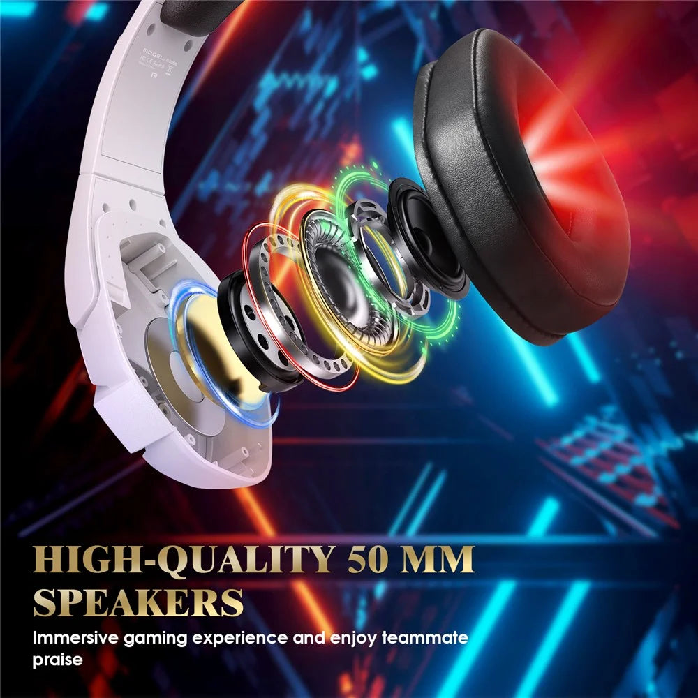 KOTION EACH G3000 For PS4 / PS5 / PC Gaming Headset RGB Light Wired Headphone with Splitter Cable - White - 7