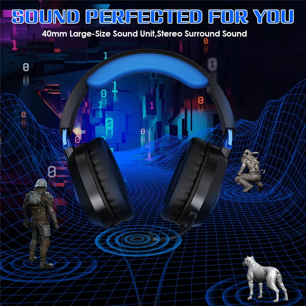 KOTION EACH G3100 For PS4 / PS5 / Nintendo Switch Gaming Headset Wired Headphone with Microphone - Blue - 3