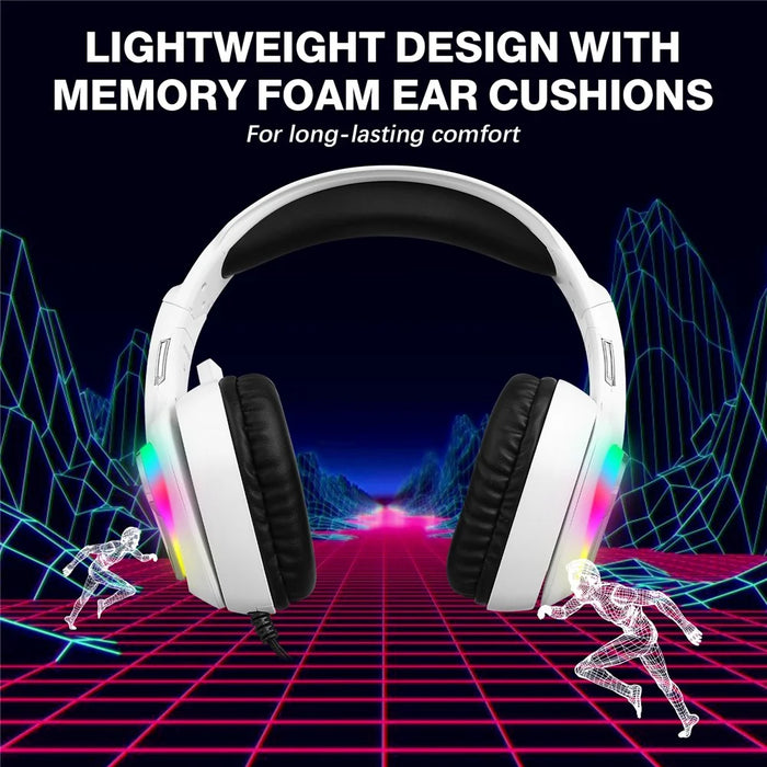KOTION EACH G4100 Wired Gaming Headset with Mic 3.5mm + USB LED Light Over-Ear Headphone - White - 4