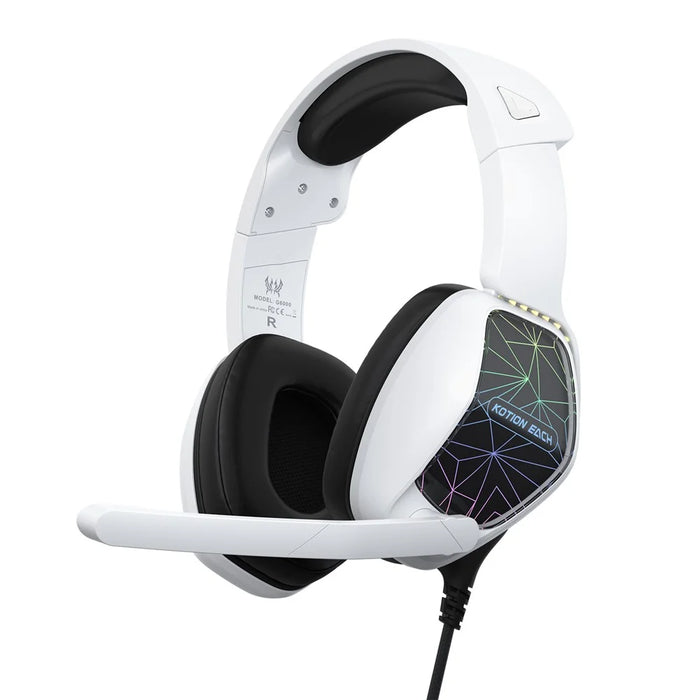 KOTION EACH G6000 For PS5 Computer Gaming Headset LED Light Wired PC Headphone with Microphone - White - 1