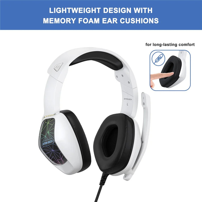 KOTION EACH G6000 For PS5 Computer Gaming Headset LED Light Wired PC Headphone with Microphone - White - 2