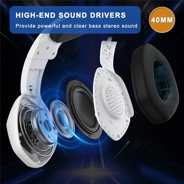 KOTION EACH G6000 For PS5 Computer Gaming Headset LED Light Wired PC Headphone with Microphone - White - 5