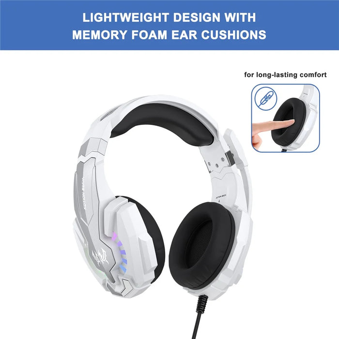 KOTION EACH G9000 Plus Gaming Headset Wired Computer RGB Lighting Over-Ear Headphone with Microphone - White - 3