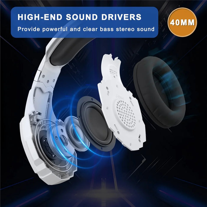 KOTION EACH G9000 Plus Gaming Headset Wired Computer RGB Lighting Over-Ear Headphone with Microphone - White - 4