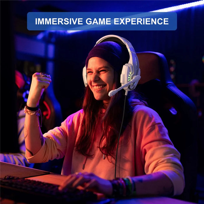 KOTION EACH G9000 Plus Gaming Headset Wired Computer RGB Lighting Over-Ear Headphone with Microphone - White - 7