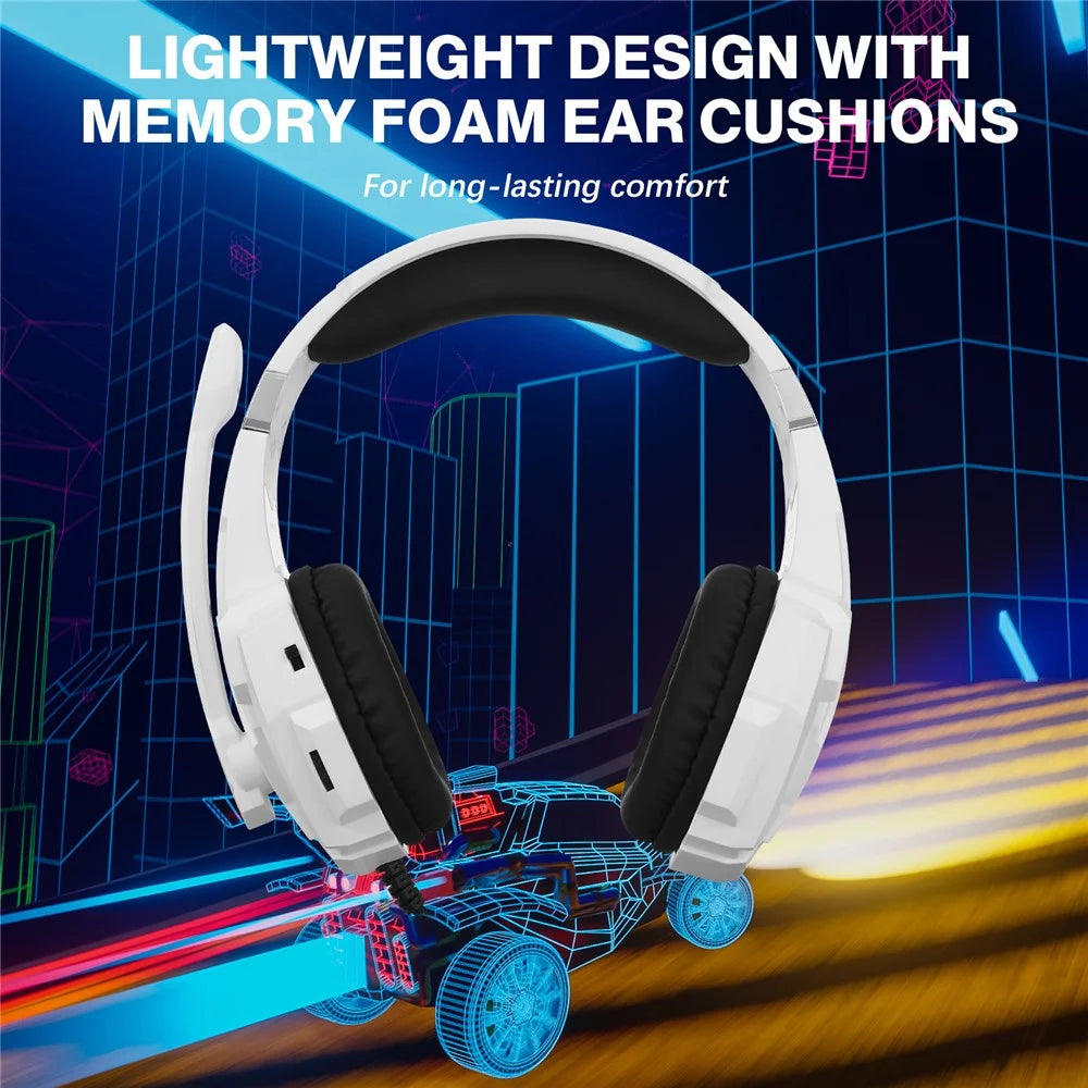 KOTION EACH G9000 Pro LED Light Gaming Headset Wired Over-Ear PC Headphone with Microphone - White - 3