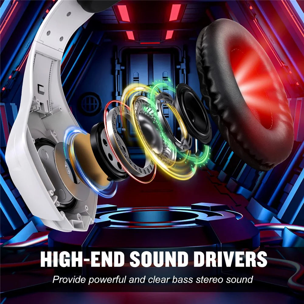 KOTION EACH GS410 For PC / PS4 / PS5 Gaming Headset RGB Light Wired Headphone with Audio Adapter Cable - White - 3