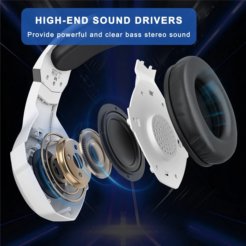 KOTION EACH GS450 For PS4 / PS5 / PC Gaming Headset RGB Wired Over-Ear Headphone with Adapter Cable - White - 3
