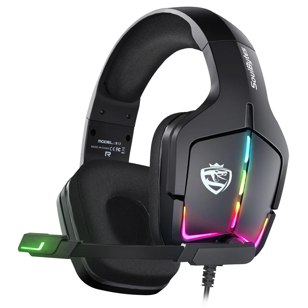 KOTION EACH S12 For PC / PS4 / PS5 Gaming Headset Rotatable Microphone Wired RGB Headphone with Adapter Cable - 1