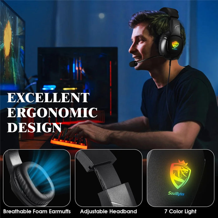 KOTION EACH S20 Gaming Headset LED Light Deep Bass Wired Headphone for PC / PS4 / PS5 with Adapter Cable - 4