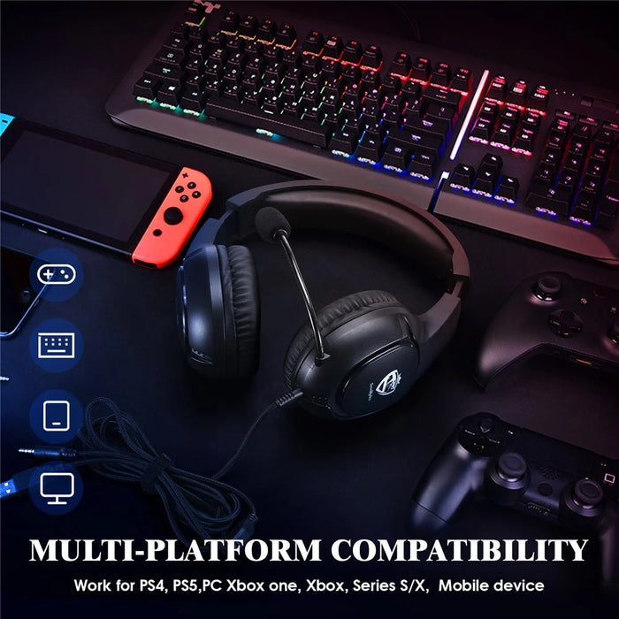 KOTION EACH S20 Gaming Headset LED Light Deep Bass Wired Headphone for PC / PS4 / PS5 with Adapter Cable - 5