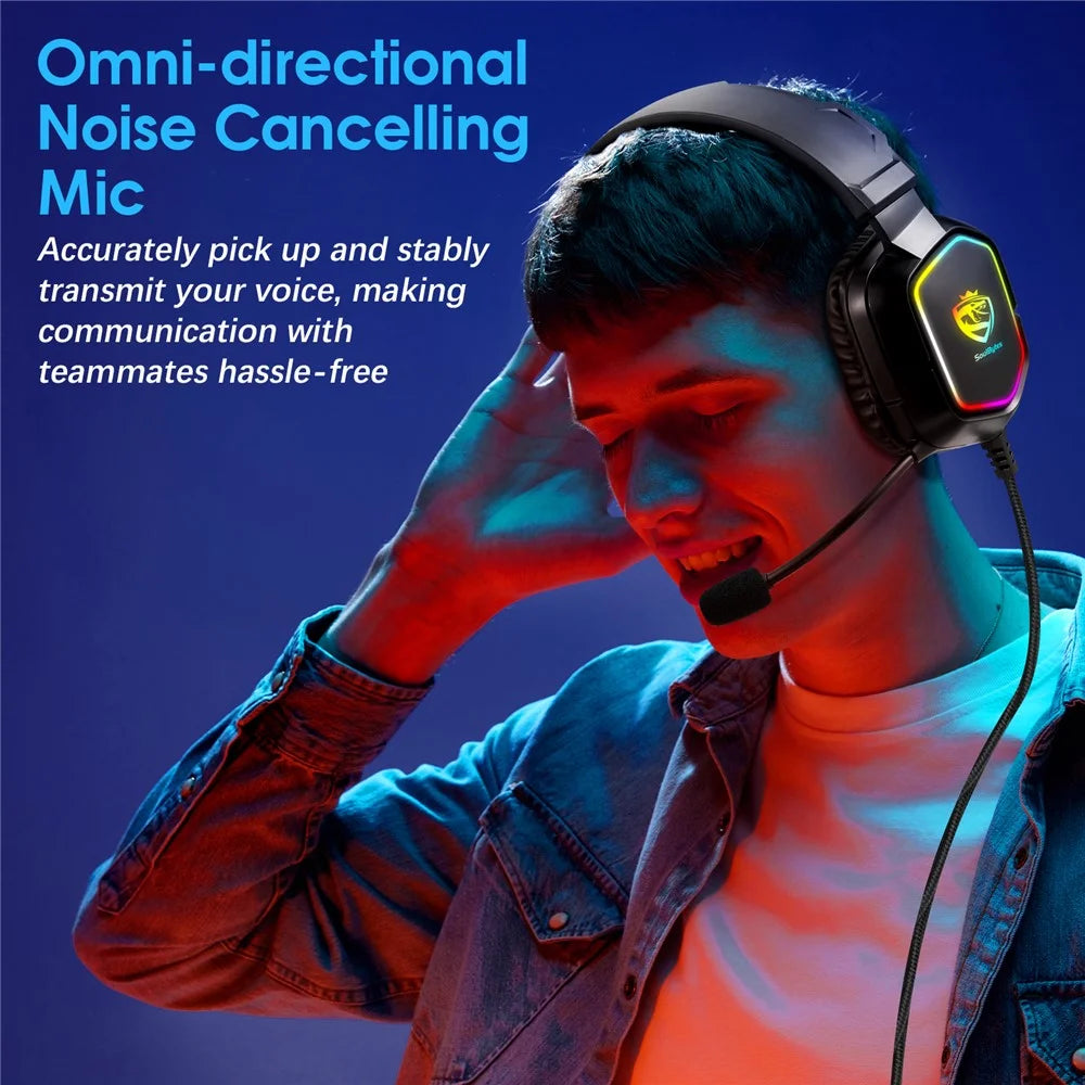 KOTION EACH S21 For PC / PS4 / PS5 Over-Ear Gaming Headset RGB Light Wired Headphone with Adapter Cable - 2